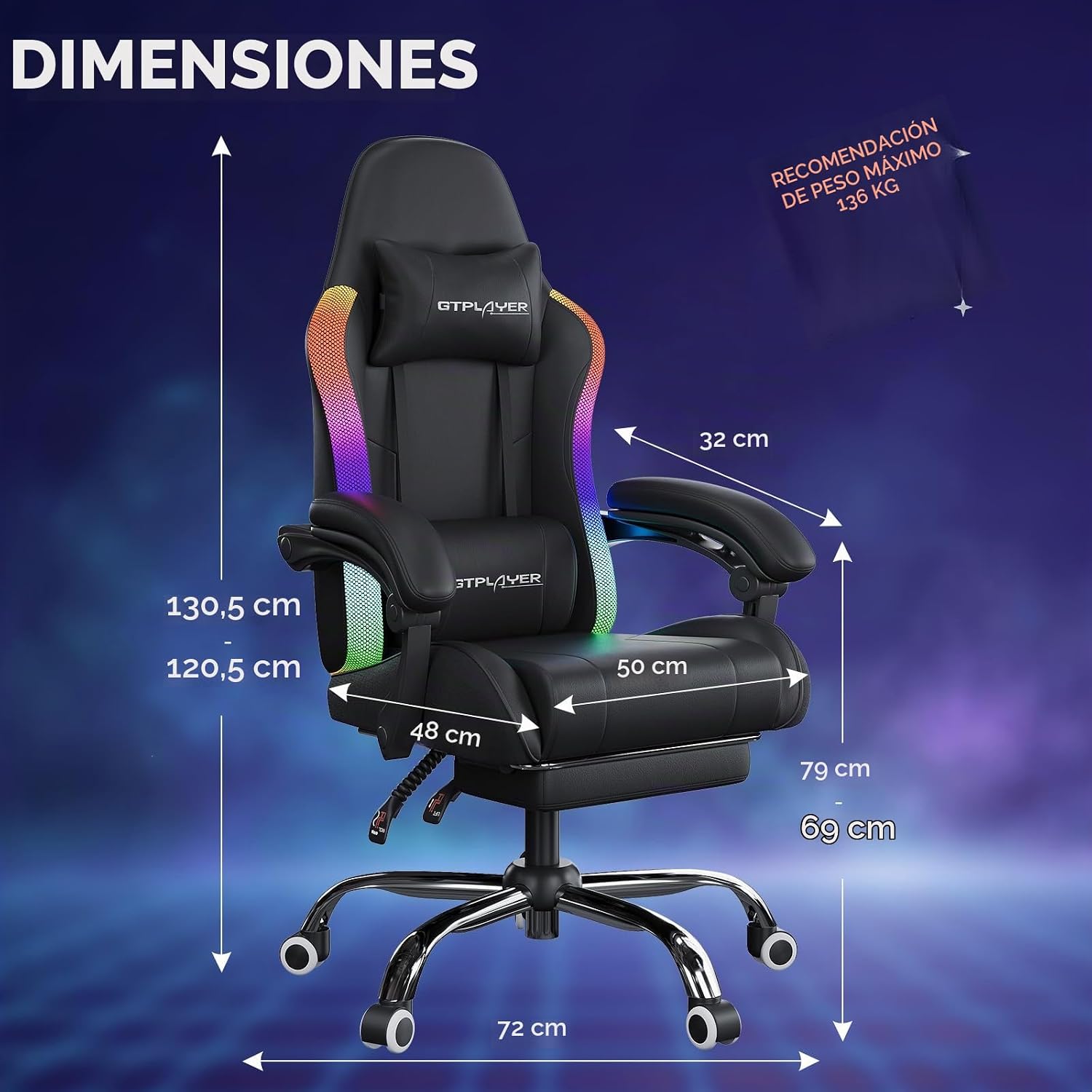 Silla GTPLAYER - Tira LED RGB