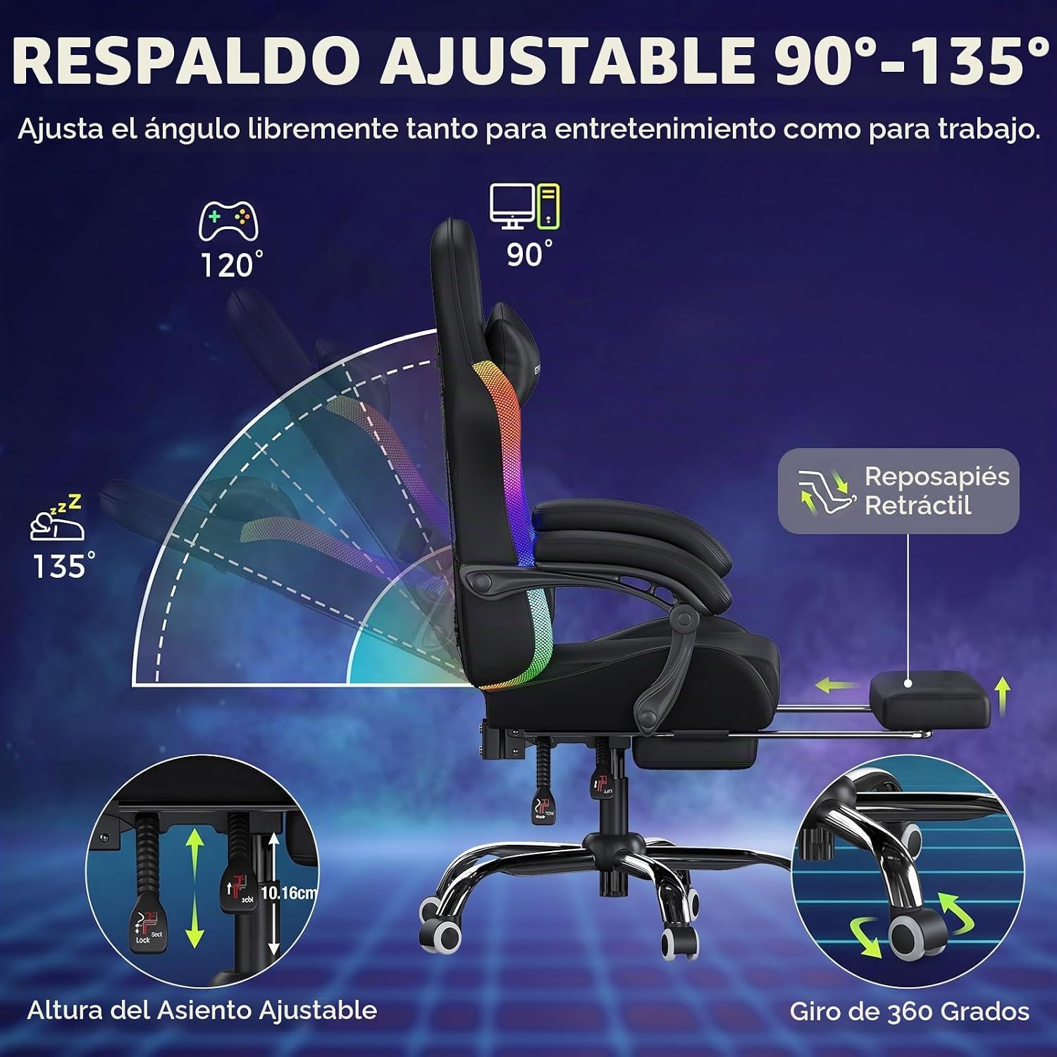 Silla GTPLAYER - Reposapiés Extensible